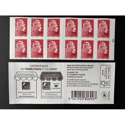 SPM France 2022 Booklet MH Carnet 12 TP Marianne l'Engagée Yseult Adhésif 667ex