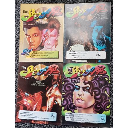THE STORY OF POP,MUSIC MAGAZINE,ENCYCLOPEDIA.1974 PHOEBUS PUBLISHING,PARTS 1-4