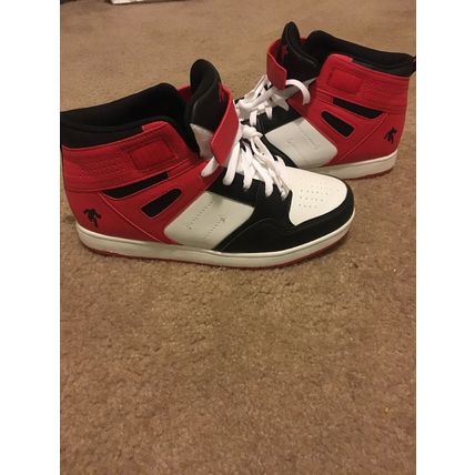AND1 Youth Boys Red White Black Athletic Shoes Sneakers High-Top Size 6