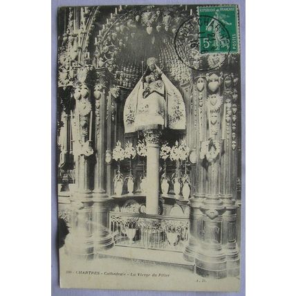 1916 postcard Chartres Cathedral, La Vierge du Pilier