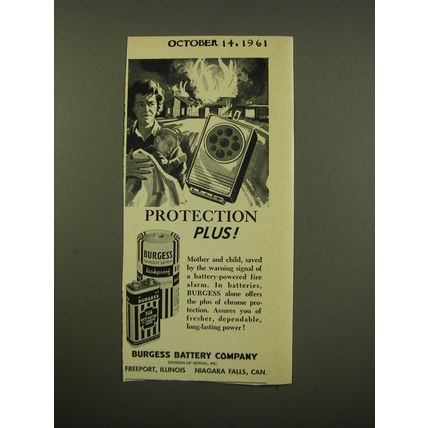 1961 Burgess Batteries Advertisement - Protection Plus