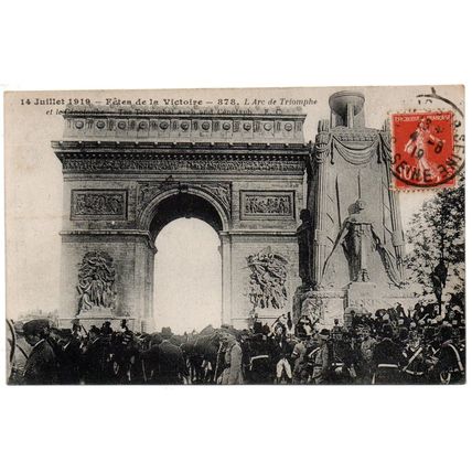 PRINTED POSTCARD OF VICTORY PARADE ARC DE TRIOMPHE PARIS 14th.JULY 1919 (4267)