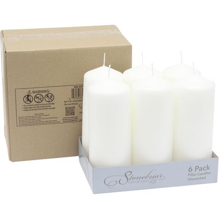Stonebriar Unscented White Tall Pillar Candles, 80 Hour Burning Candle Pillars,