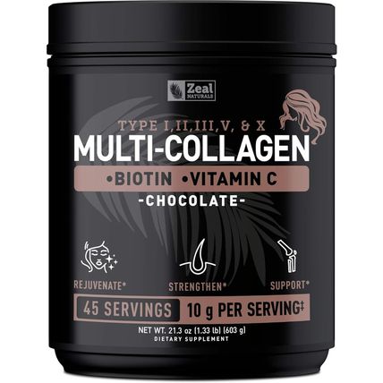 Premium Multi Collagen Peptides Protein Powder (1, 2, 3, 5 & 10) with Vitamin C,