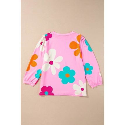Rose Cute Flower Print Bracelet Sleeve Top