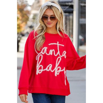 Fiery Red Christmas Santa Baby Tinsel Graphic Sweatshirt