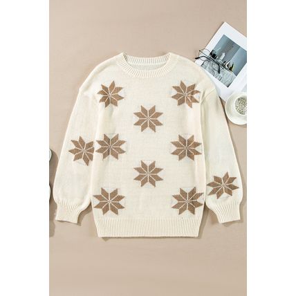 White Snowflake Christmas Tunic Sweater