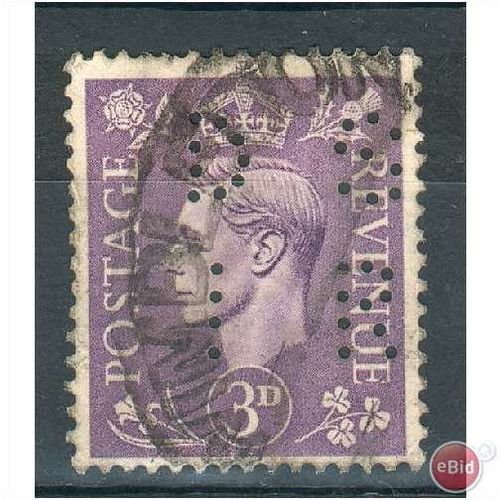 GB stamps 1941-42 KGV1 -3d pale violet SG490 perfin - 4
