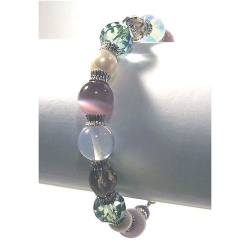 Bracelet #mg multi gems and Tibetan silver 8 inch chunky costume fashion jewelry