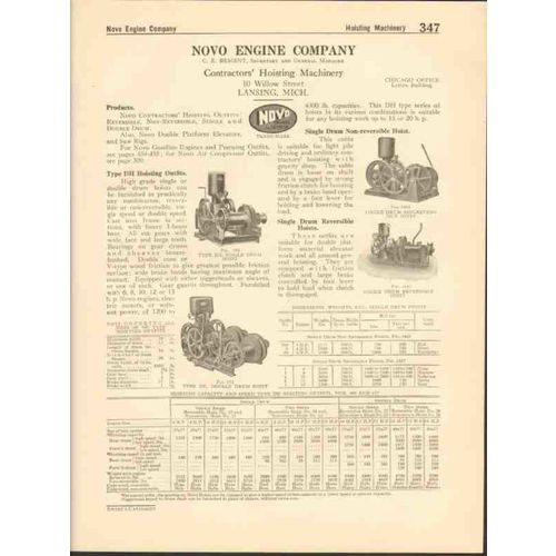 novo engine company 1916 contractor hoisting machinery vintage catalog