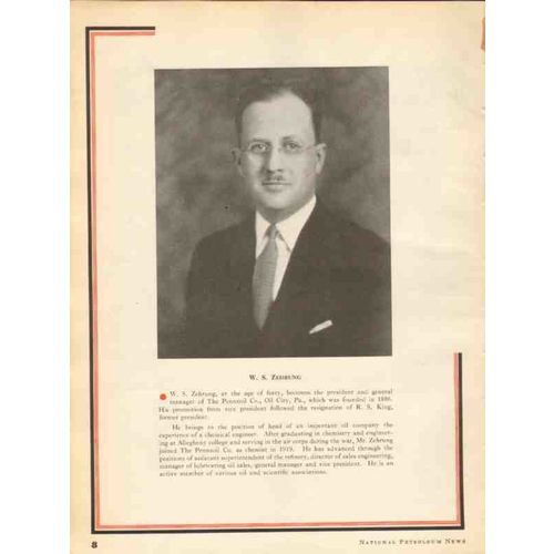 pennzoil company 1937 w s zehrung president manager vintage article