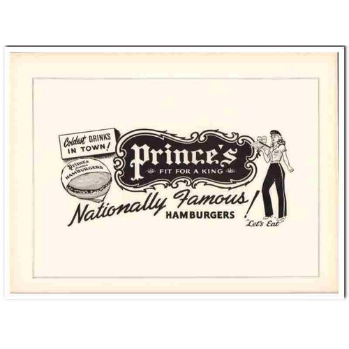 princes hamburgers 1953 nationally famous houston texas vintage ad