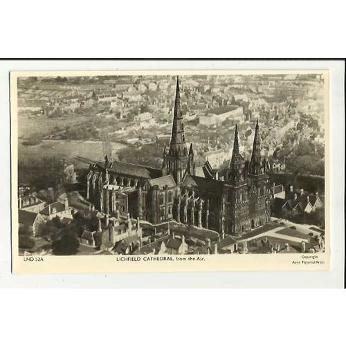 Staffordshire LICHFIELD Cathedral Aerial Postcard by Frith (LHD 52A)