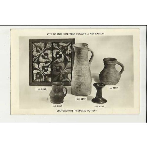 STAFFORDSHIRE MEDIAEVAL POTTERY Postcard by Stoke-on-Trent Museums