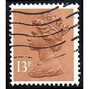 Great Britain 1984 13p Pale Chestnut 1LB Used Sc MH83 stamp machin postage