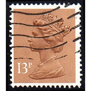 Great Britain 1984 13p Pale Chestnut 1LB Used SG X901Ea stamp machin postage