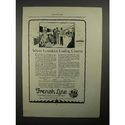 1923 French Line Ad - Where Luxurious Loafing Charms