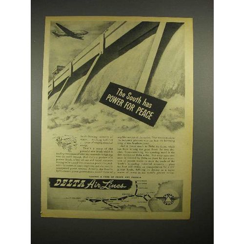 1944 Delta Air Lines Ad - Power for Peace