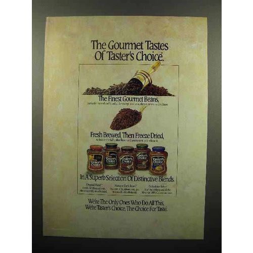 1989 Taster's Choice Coffee Ad - Gourmet Tastes