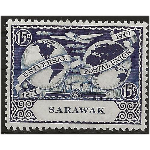 Sarawak 1949 SG168 15c Deep Blue UPU Mounted Mint . ..