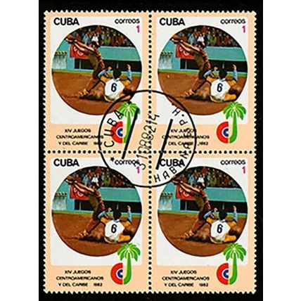 Cuba 1982 Sport Central American Games Block of 4 x 1c Used Stamps