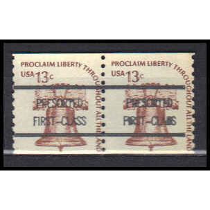1618av 13c Liberty Bell Just Clears MNH Dry Gum Gap Pair RS PreCnx CA0243