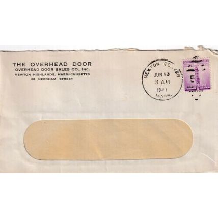 United States 1941 The Overhead Door Sales Co.Newton Center MASS Cover VGC