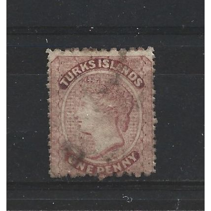 TurksIsland.SG62 1d Crimson-Lake.Variety Unchecked.Fine Used.Aug24d