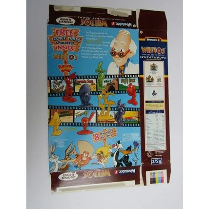 Weetabix Weetos 1995 Cereal Box Looney Tunes 375g Box and Set of 8 Figures