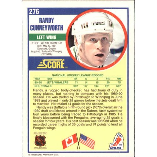 1990/91 Score Hockey Randy Cunneyworth