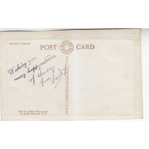 Vintage Colour Postcard - Happy Birthday Poem & Roses pub Rotary
