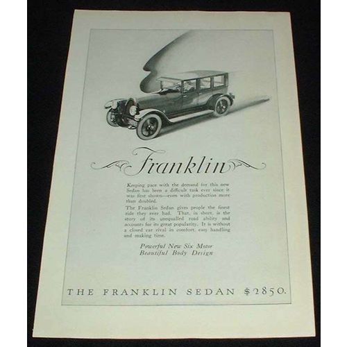 1923 Franklin Sedan Car Ad, NICE!!!