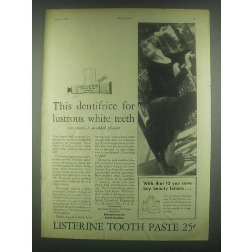 1931 Listerine Tooth Paste Ad - Lustrous Teeth