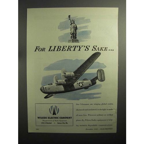 1943 WWII Wilcox Electric Radio Ad - Liberator
