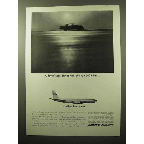 1964 Boeing 707 Jet Ad - A Day of Hard Driving