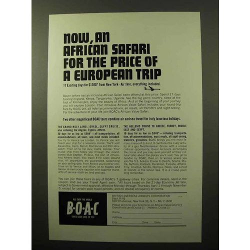 1964 BOAC Airways Ad - African Safari