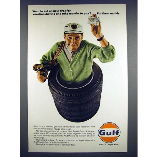 1967 Gulf Travel Card Ad - Take Months to Pay!