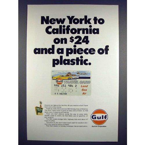 1967 Gulf Travel Card Ad - New York to California