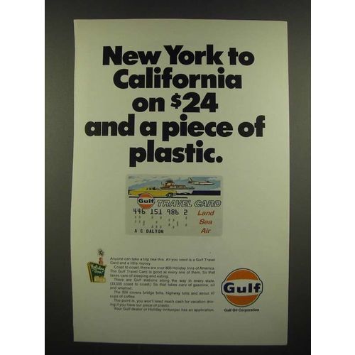 1967 Gulf Travel Card Ad - New York to California on $24