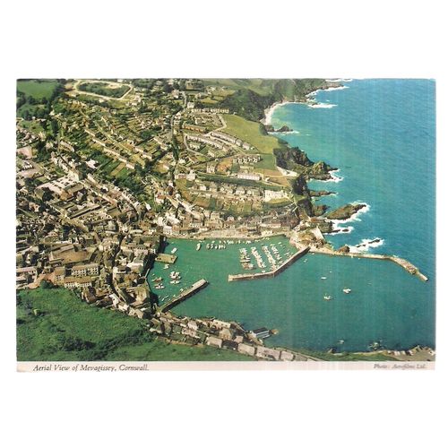 AERIAL VIEW OF MEVAGISSEY. CORNWALL used postcard 1981 postmark.. John Hinde =