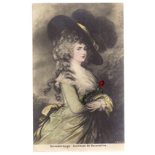 DUCHESS OF DEVONSHIRE by Gainsborough unused vintage postcard c. 1900 =