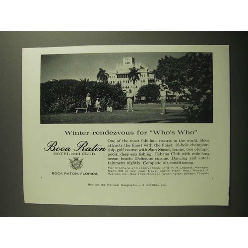 1960 Boca Raton Hotel and Club Ad - Winter Rendezvous for Who's Who