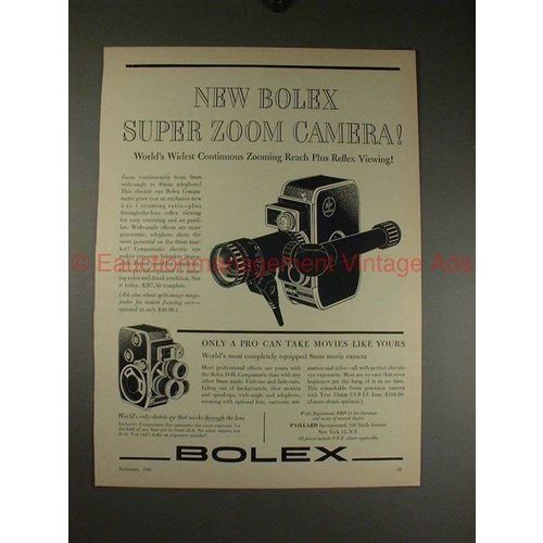1960 Bolex Super Zoom Movie Camera Ad - NICE!!