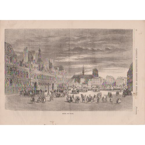 Print unframed 1863 Hotel de Ville 26 X 18 cm