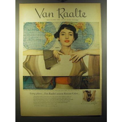 1950 Van Raalte Stockings Ad - Going places.. Van Raalte's newest Forecast