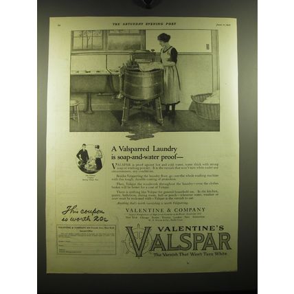 1921 Valentine's Valspar Varnish Stain Ad - A Valsparred Laundry