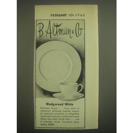 1962 B Altman & Co Wedgwood White China Advertisement