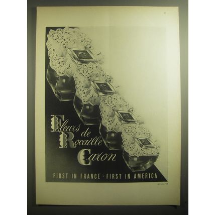 1959 Caron Fleurs de Rocaille Perfume Ad - First in France - First in America