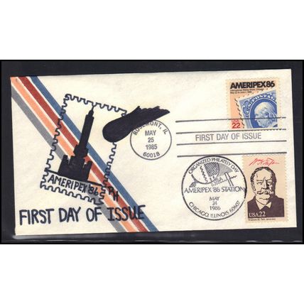 FDC Dual 2145 AMERIPEX '86 2218h Taft (Cachet-U/A) Box0298