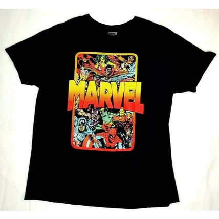 Marvel Comics Men's T-Shirt Marvel Yellow-Orange Logo Full Of Heroes Sz XL (T10E